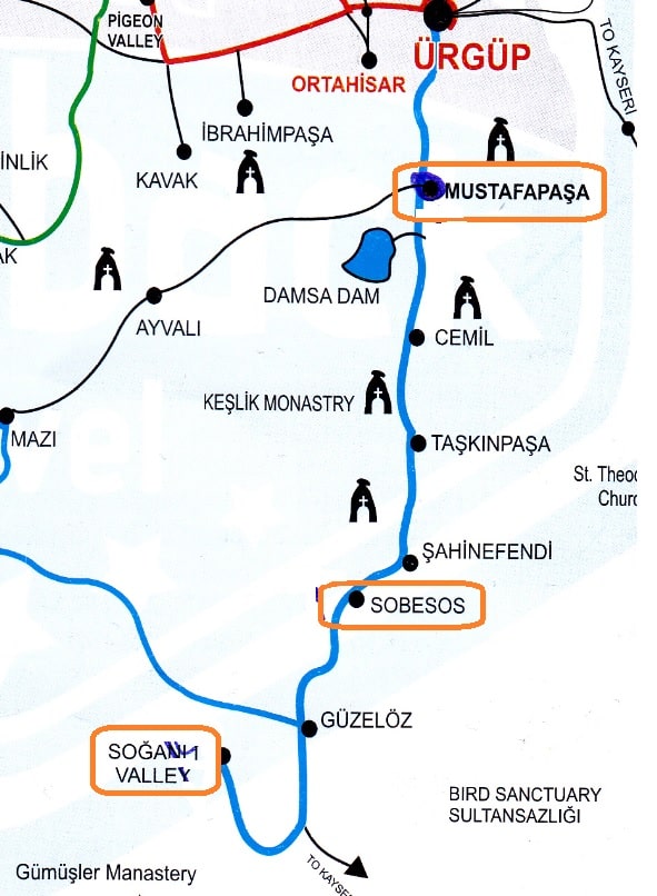 достопримечательности каппадокии на карте